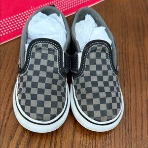 Vans Black and Gray Checkered Kids Sneakers